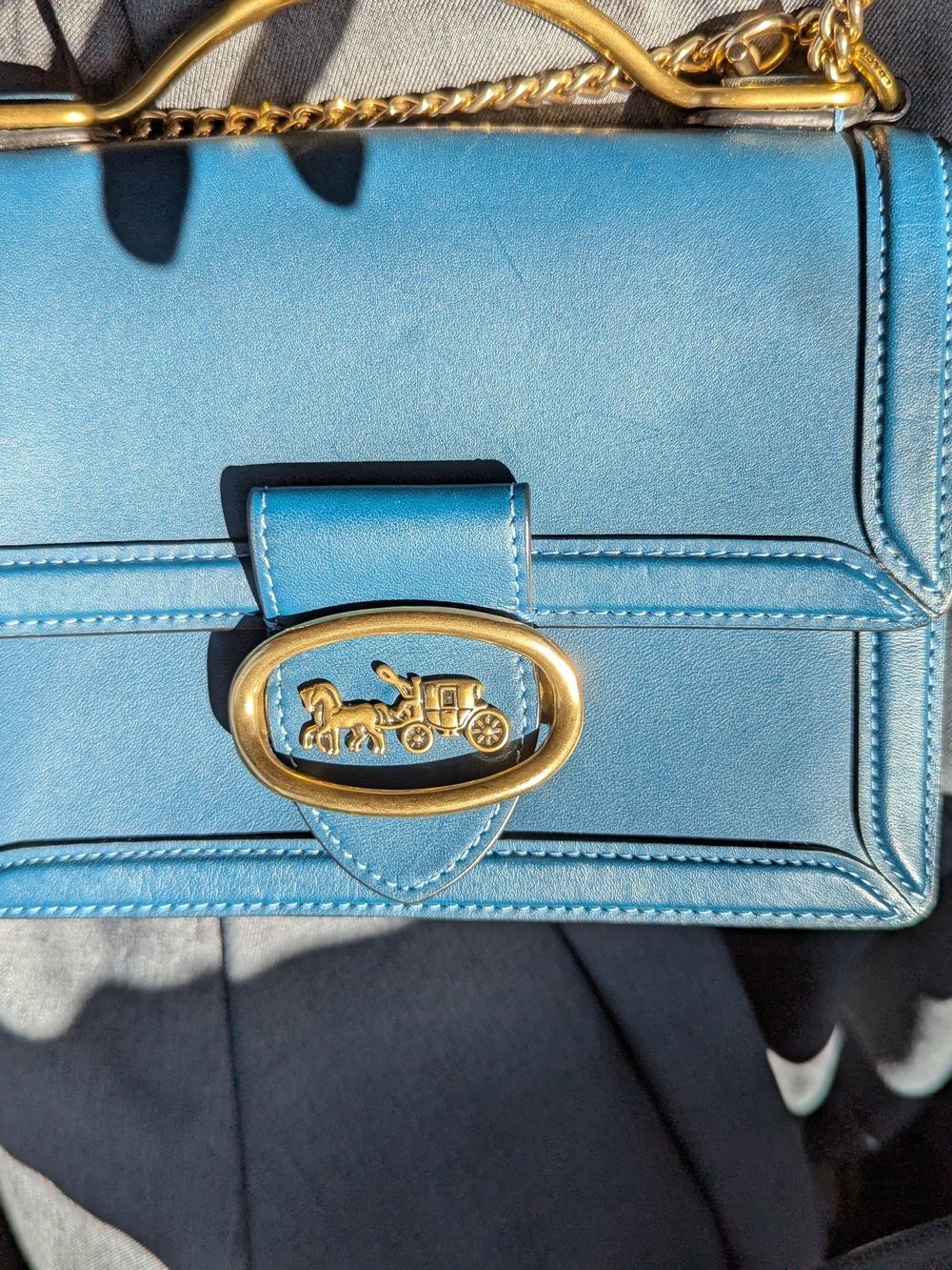 Coach 1941 Riley 18 Peacock Blue Leather Top Handle Bag 74615 Pre-owned EUC - Picture 16 of 16